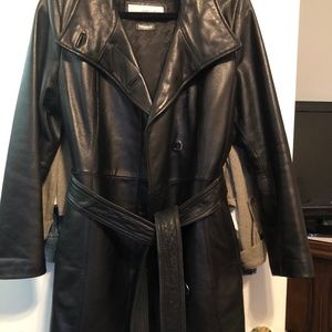 Leather trench coat